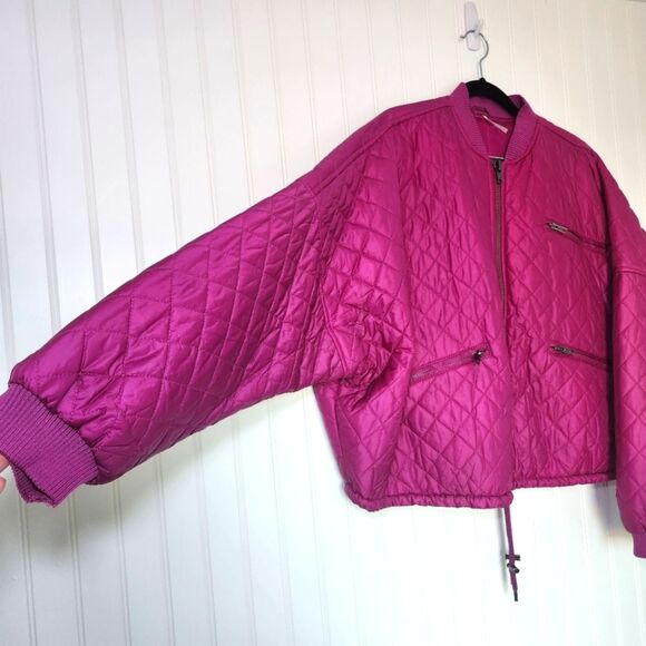 FREE PEOPLE Purple Easy Quilted Bomber Oversized Jacket size Small - Picture 5 of 9